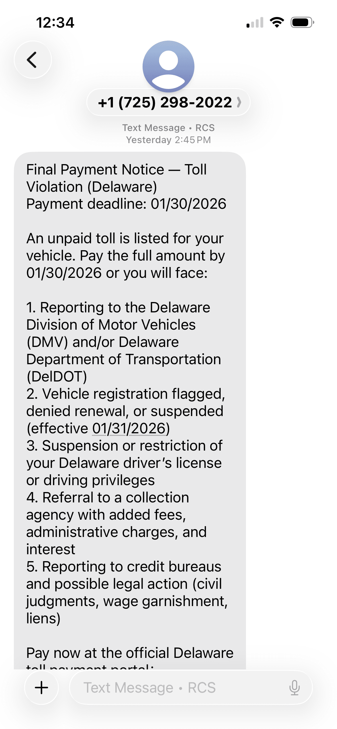 Delaware Residents Targeted by Resurfaced Toll Scam