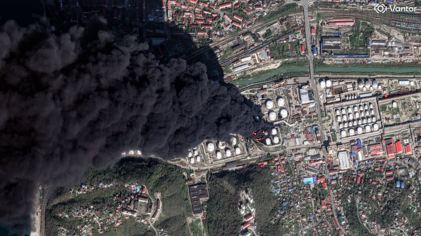 Ukrainian Drones Hit Russian Oil Sites, Causing Toxic Rain