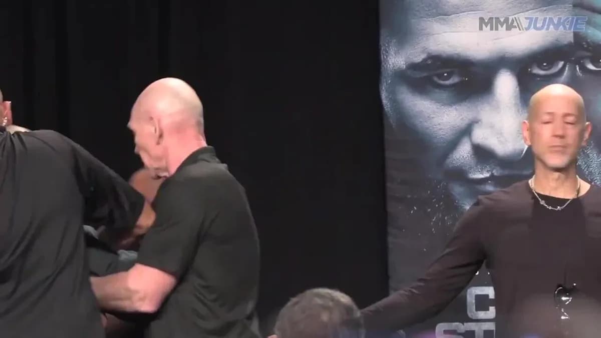 UFC Fighters Clash: Khamzat Chimaev Kicks Sean Strickland at Press Conference